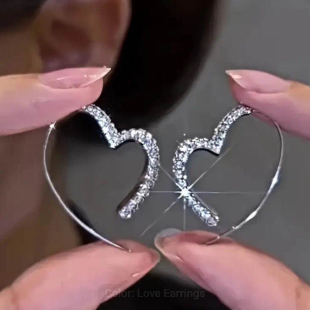 Silver Heart Hoop Earrings